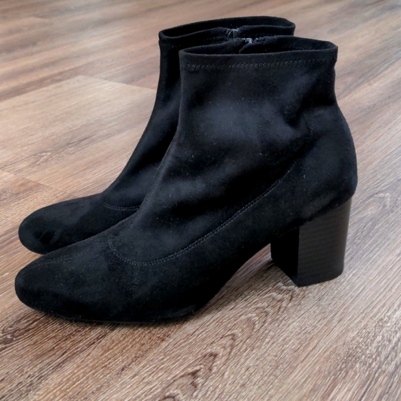 Life Stride Shoes - LifeStride Black Peaches Bootie Rounded Toe Heeled Ankle Boots Women's Size 8.5M